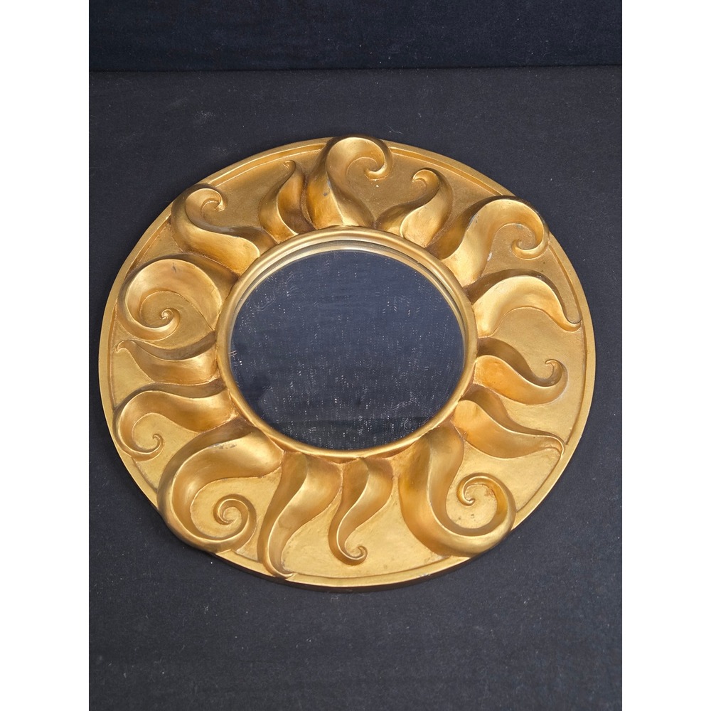 Vintage Sunburst Wall Mirror Set Gold and Silver Celestial Accent Decor 11.5"